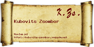 Kubovits Zsombor névjegykártya